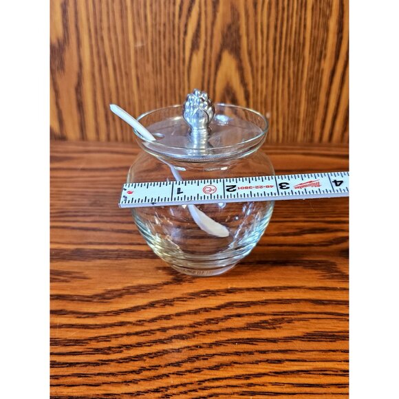 Williamsburg Virginia Handmade Sterling Silver & Glass Honey/Condiment Jar - Picture 5 of 7